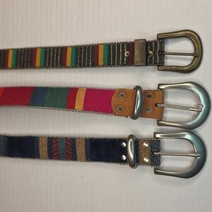 Elite Fresno California Two Vintage Woven Striped  Leather Straps Bundle L